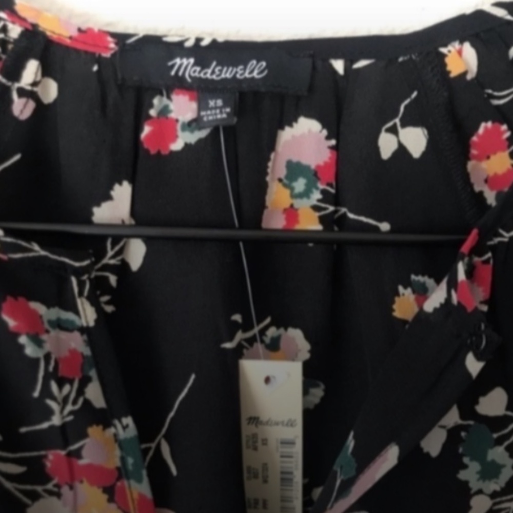 NWT Madewell Silk Notched Ruffle Cuff Blouse - Picture 6 of 9